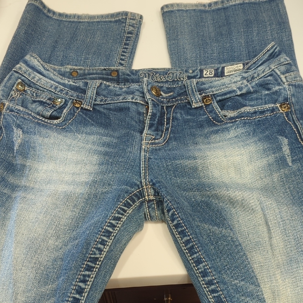 Miss Me Women's Blue Jeans Y2K Embellished Vintage 28/33 Inseam